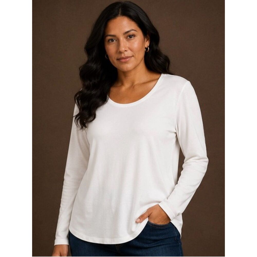 White Stag Long-Sleeve Scoop Neck Tee - Size XXL